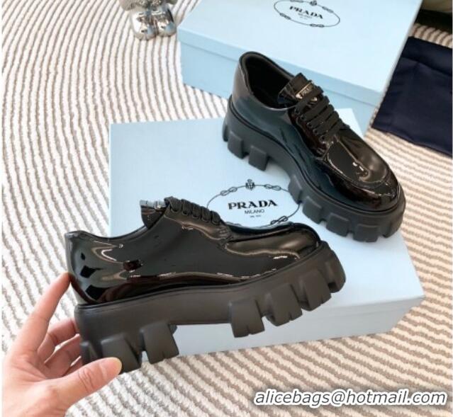 Most Popular Prada Monolith Patent Leather Loafers Black 821113