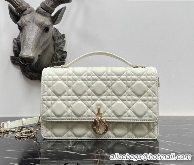 Promotional Dior Miss Dior Top handle Bag in Cannage Lambskin 1148 White 2023