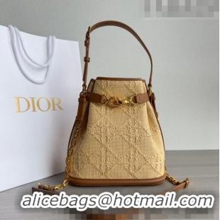 Traditional Specials Dior Medium C'EST Bucket Bag in CD-Embossed Straw CD1048 Beige 2023