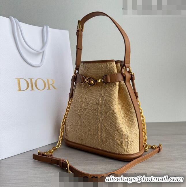 Traditional Specials Dior Medium C'EST Bucket Bag in CD-Embossed Straw CD1048 Beige 2023