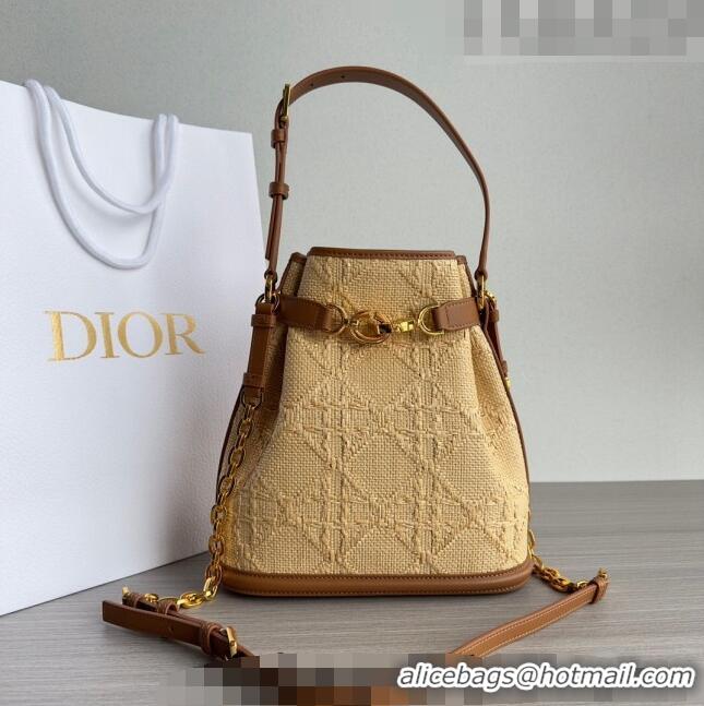 Traditional Specials Dior Medium C'EST Bucket Bag in CD-Embossed Straw CD1048 Beige 2023