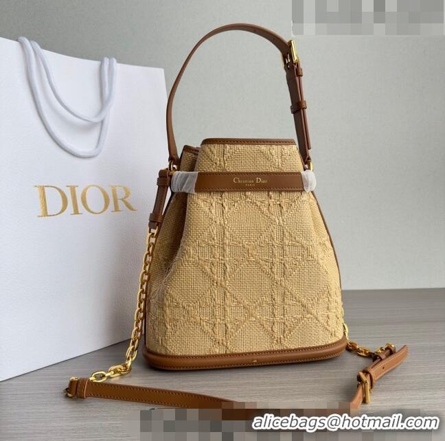 Traditional Specials Dior Medium C'EST Bucket Bag in CD-Embossed Straw CD1048 Beige 2023