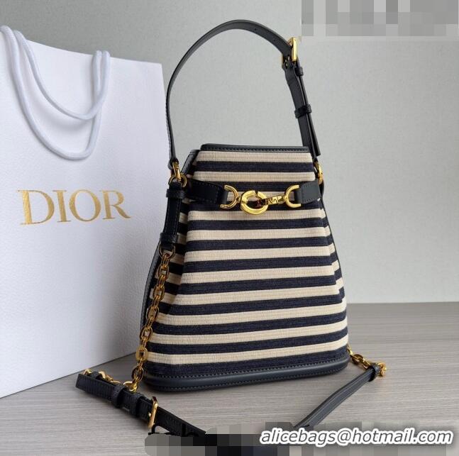 Inexpensive Dior Medium C'EST Bucket Bag in CD-Embossed CD1048 Striped Fabric 2023