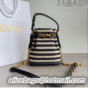 Discount Dior Small C'EST Bucket Bag in CD-Embossed CD1050 Striped Fabric 2023