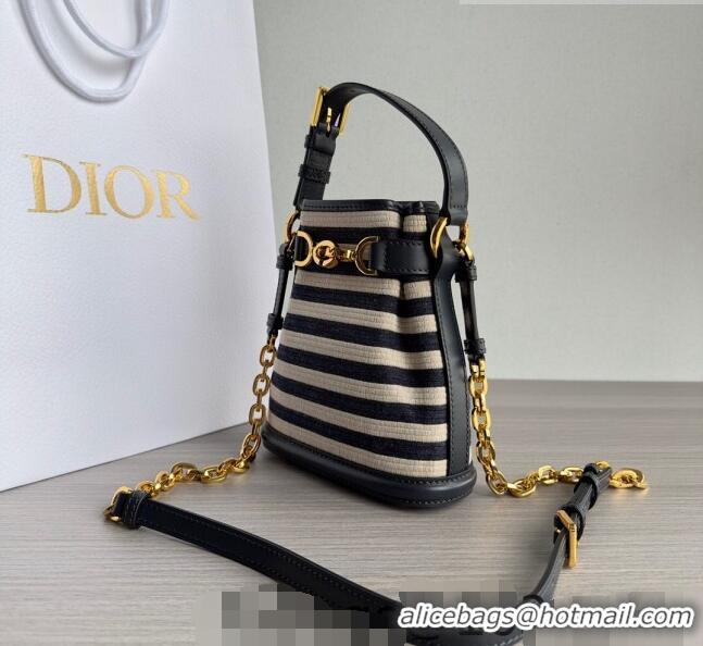 Discount Dior Small C'EST Bucket Bag in CD-Embossed CD1050 Striped Fabric 2023