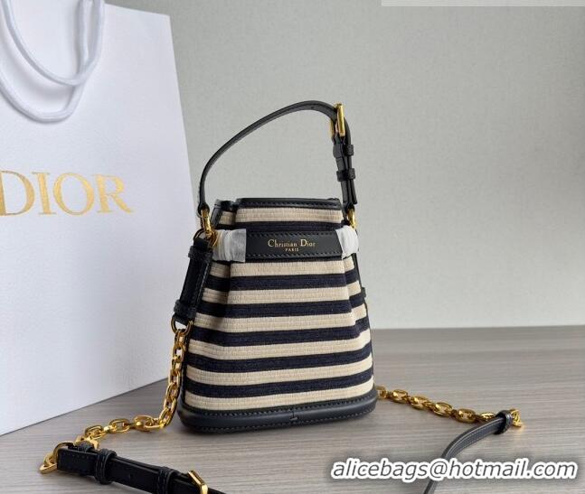 Discount Dior Small C'EST Bucket Bag in CD-Embossed CD1050 Striped Fabric 2023