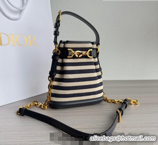 Discount Dior Small C'EST Bucket Bag in CD-Embossed CD1050 Striped Fabric 2023