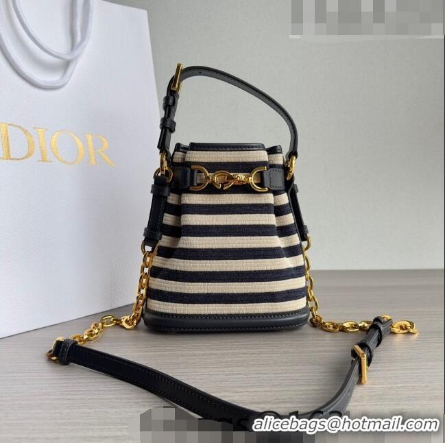 Discount Dior Small C'EST Bucket Bag in CD-Embossed CD1050 Striped Fabric 2023