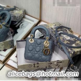 Super Quality Dior Micro Lady Dior Bag in Lambskin 1021 Dusty Blue 2023