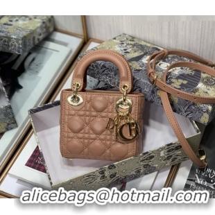 New Style Dior Micro Lady Dior Bag in Lambskin Powder 1021 Beige 2023