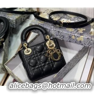 Famous Brand Dior Micro Lady Dior Bag in Lambskin 1021 Black 2023