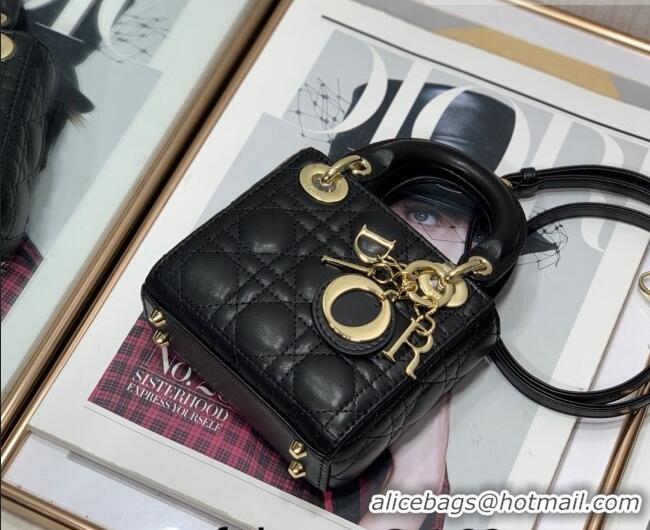 Famous Brand Dior Micro Lady Dior Bag in Lambskin 1021 Black 2023