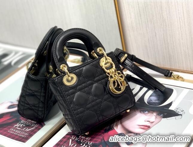 Famous Brand Dior Micro Lady Dior Bag in Lambskin 1021 Black 2023