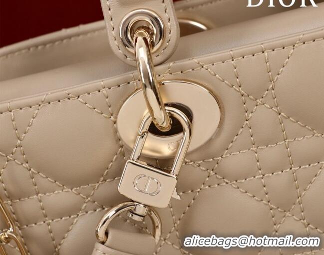 Unique Grade Dior Medium Lady D-Joy Bag in Cannage Lambskin 1021 Rose Beige 2023