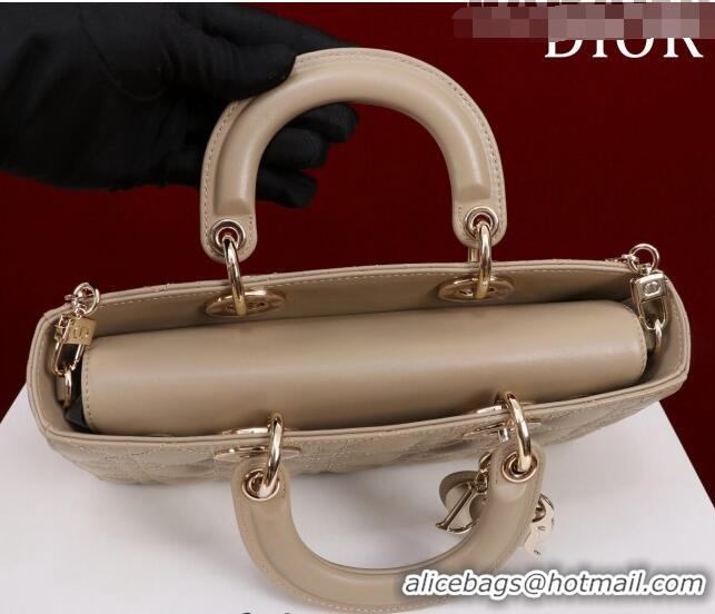 Unique Grade Dior Medium Lady D-Joy Bag in Cannage Lambskin 1021 Rose Beige 2023