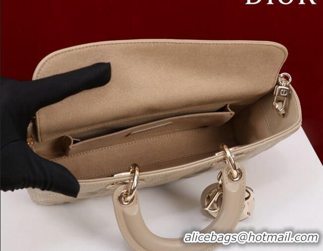 Unique Grade Dior Medium Lady D-Joy Bag in Cannage Lambskin 1021 Rose Beige 2023