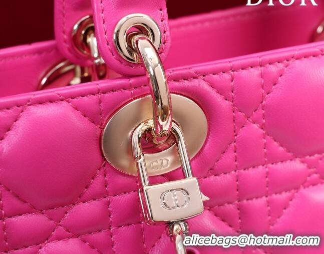 Inexpensive Dior Medium Lady D-Joy Bag in Cannage Lambskin 1021 Dark Pink 2023