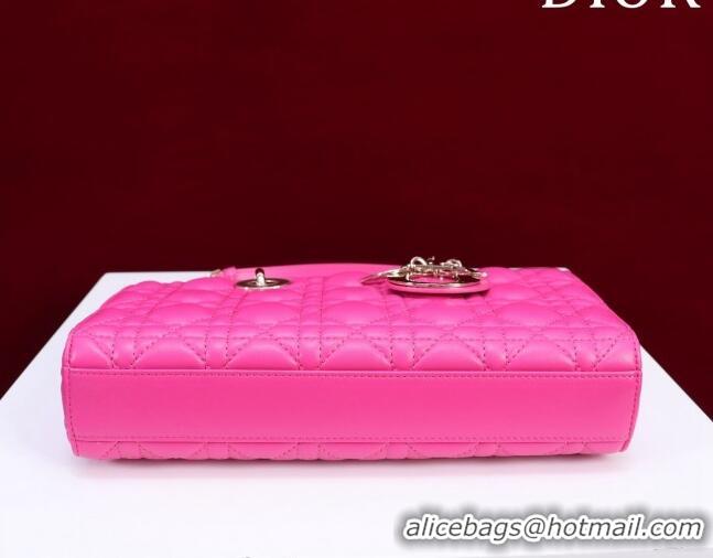 Inexpensive Dior Medium Lady D-Joy Bag in Cannage Lambskin 1021 Dark Pink 2023