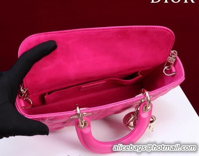 Inexpensive Dior Medium Lady D-Joy Bag in Cannage Lambskin 1021 Dark Pink 2023