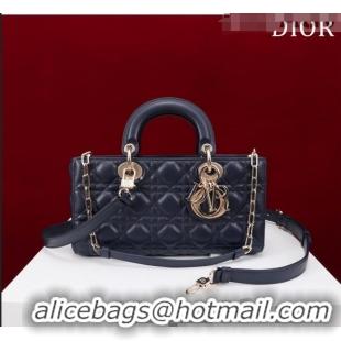 Well Crafted Dior Medium Lady D-Joy Bag in Cannage Lambskin 1021 Dark Blue 2023