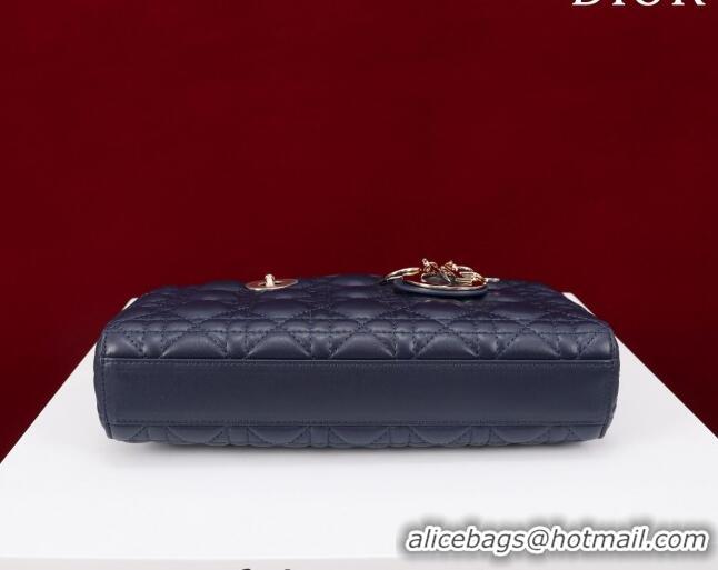 Well Crafted Dior Medium Lady D-Joy Bag in Cannage Lambskin 1021 Dark Blue 2023