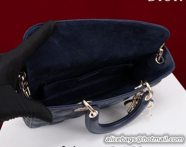 Well Crafted Dior Medium Lady D-Joy Bag in Cannage Lambskin 1021 Dark Blue 2023