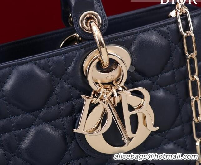 Well Crafted Dior Medium Lady D-Joy Bag in Cannage Lambskin 1021 Dark Blue 2023