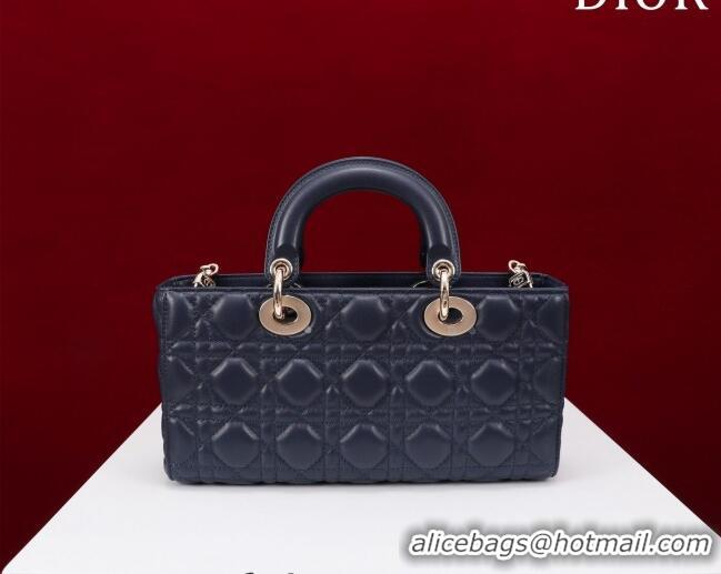 Well Crafted Dior Medium Lady D-Joy Bag in Cannage Lambskin 1021 Dark Blue 2023