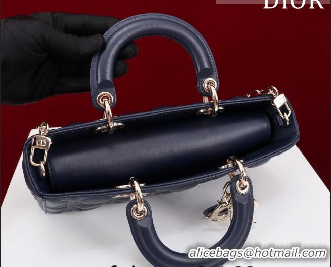 Well Crafted Dior Medium Lady D-Joy Bag in Cannage Lambskin 1021 Dark Blue 2023