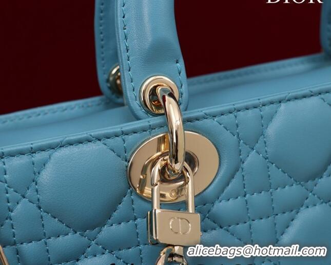 Low Price Dior Medium Lady D-Joy Bag in Cannage Lambskin 1021 Blue 2023