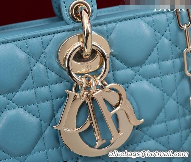 Low Price Dior Medium Lady D-Joy Bag in Cannage Lambskin 1021 Blue 2023