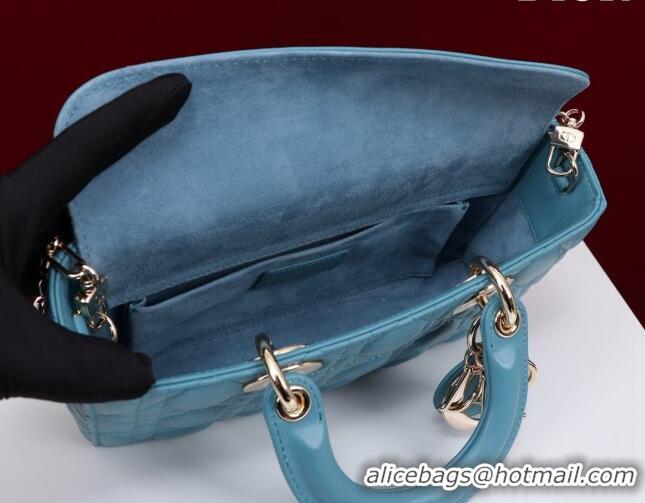 Low Price Dior Medium Lady D-Joy Bag in Cannage Lambskin 1021 Blue 2023