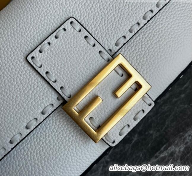 Buy Discount Fendi Baguette Medium Bag in Grained Calfskin with oversize topstitching F1065 White 2023