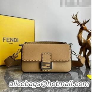 Buy Discount Fendi Baguette Medium Bag in Grained Leather with oversize topstitching F1065 Apricot 2023