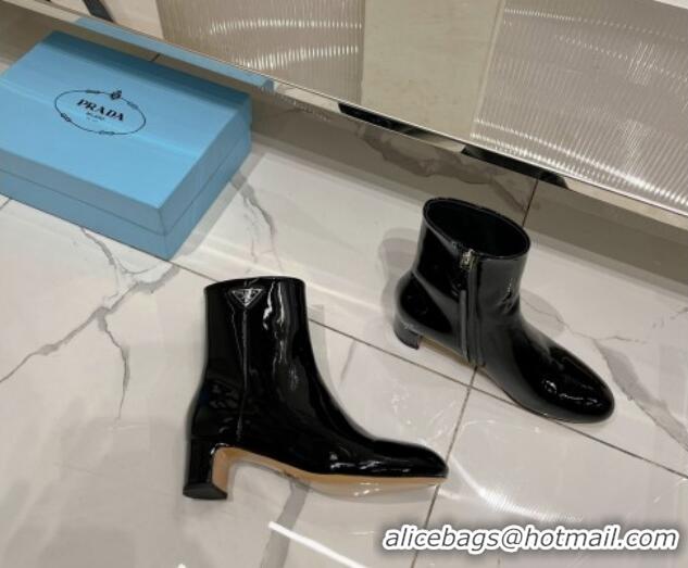 Durable Prada Patent Leather Ankle Boots 4.5cm Black 091198