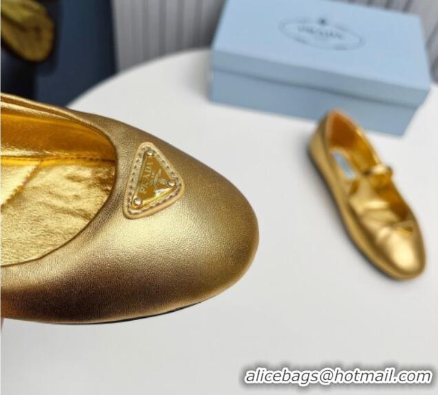 Big Discount Prada Nappa Leather ballerinas Flat Gold 915068