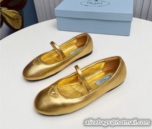 Big Discount Prada Nappa Leather ballerinas Flat Gold 915068