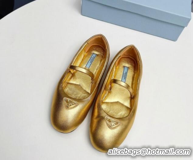 Big Discount Prada Nappa Leather ballerinas Flat Gold 915068