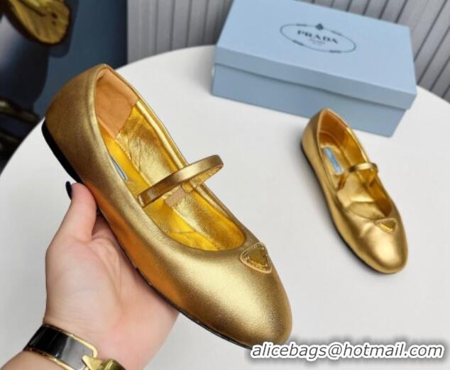 Big Discount Prada Nappa Leather ballerinas Flat Gold 915068