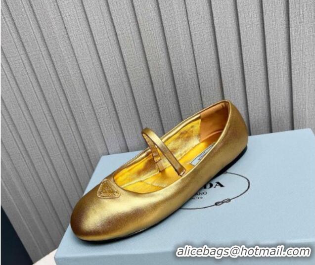 Big Discount Prada Nappa Leather ballerinas Flat Gold 915068