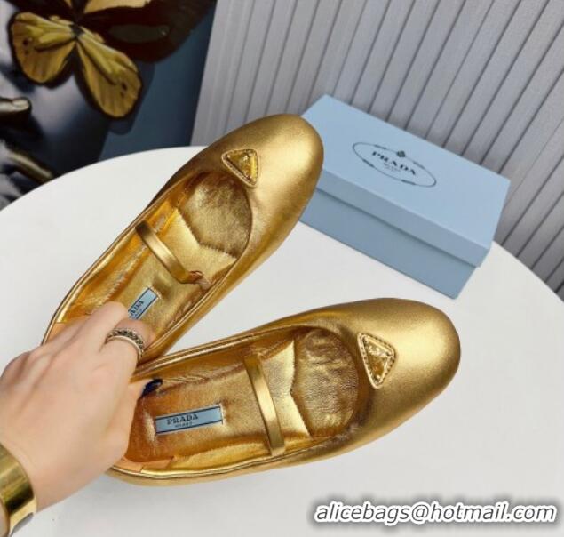 Big Discount Prada Nappa Leather ballerinas Flat Gold 915068