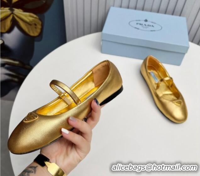 Big Discount Prada Nappa Leather ballerinas Flat Gold 915068