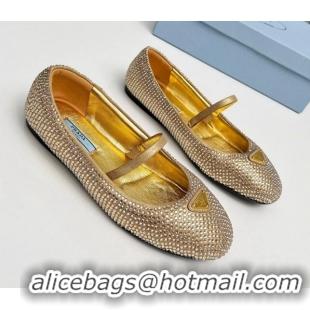 Youthful Prada Crystals ballerinas Flat Gold 915071