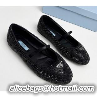 Best Quality Prada Crystals ballerinas Flat Black 915072