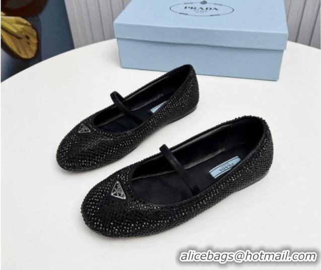 Best Quality Prada Crystals ballerinas Flat Black 915072