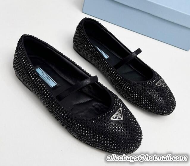 Best Quality Prada Crystals ballerinas Flat Black 915072