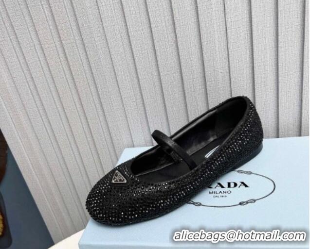 Best Quality Prada Crystals ballerinas Flat Black 915072