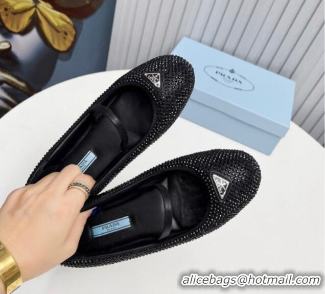 Best Quality Prada Crystals ballerinas Flat Black 915072