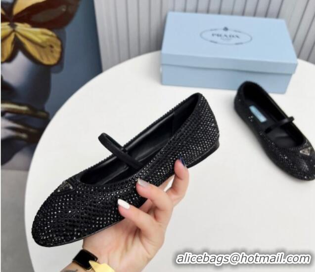 Best Quality Prada Crystals ballerinas Flat Black 915072