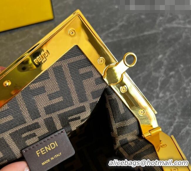 Cheapest Fendi Fendi First Small Bag in FF jacquard fabric bag with sequins FD1070 Brown 2023